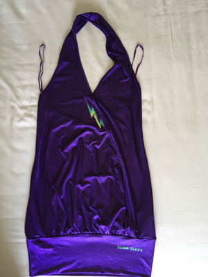 Miss Sixty purple elastic dress like new with yellow green lightning