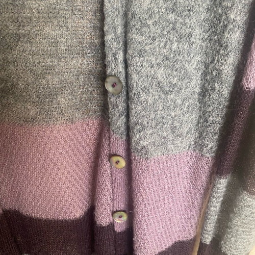Benetton wool cardigan like new, multicolor with thumbhole sleeves
