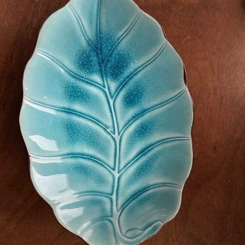 Turquoise ceramic glazed platter like new