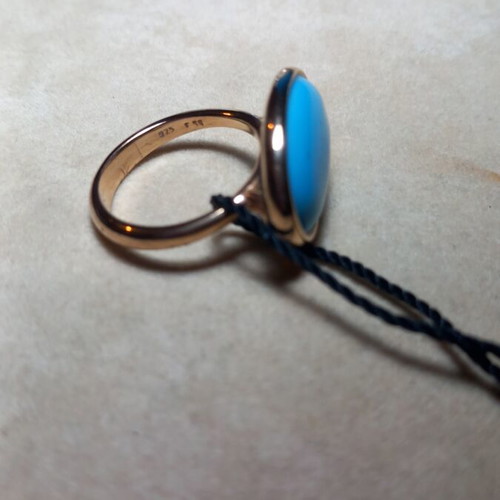 Gregio rose gold ring with turquoise stone new