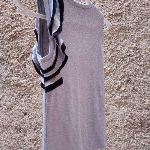Women's elastic t-shirt XS grey with ruffle new