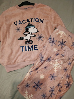 Snoopy fleece women's pajama set new, blue and pink