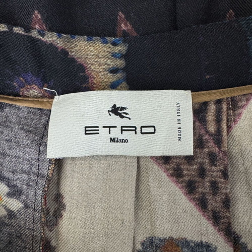 Etro pleated print skirt wool and silk like new, size IT44