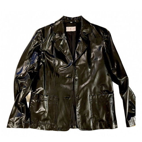 Cibyll jeans jacket black shiny faux leather size Medium