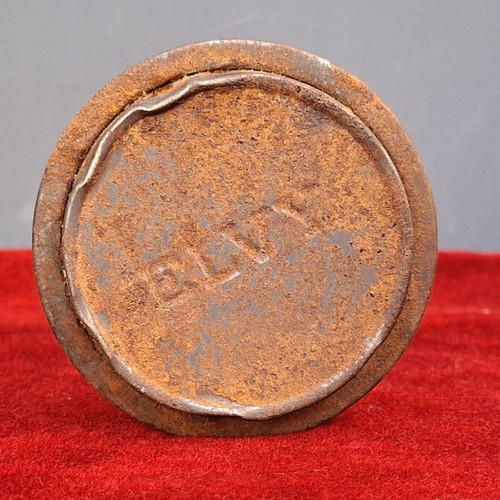 Elvy vintage metal boot polish tin with mascot