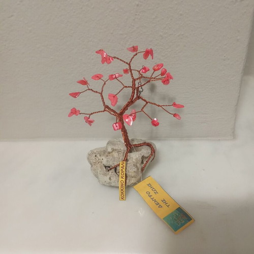 Decorative tree of copper and semi-precious stones new