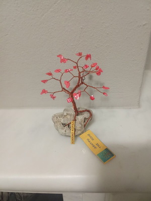 Decorative tree of copper and semi-precious stones new