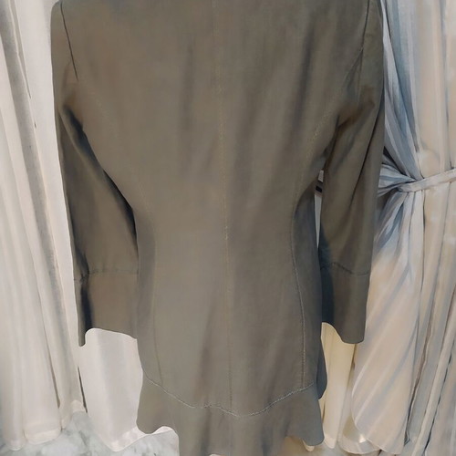 Marks & Spencer Chakki Ruffle Peplum Hem Linen Coat new, green, size 12