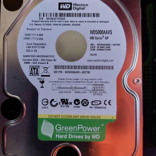 Western Digital Green Power 3.5" HDD 500GB SATA