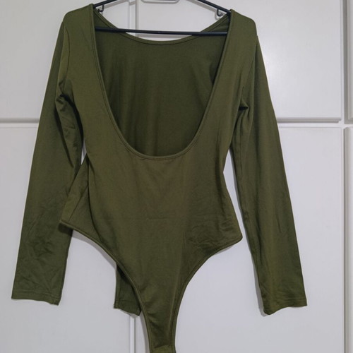 Bodysuit khaki with open back like new, size M