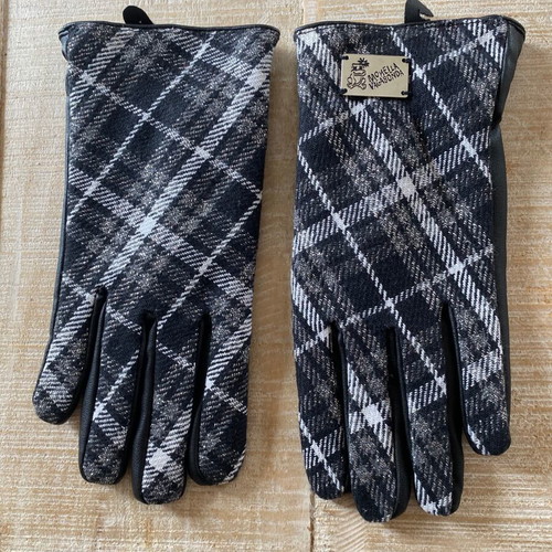 Mohella Vagabonda women's gloves pair like new, plaid and leather