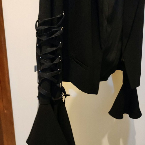Cropped blazer with laced up bell sleeves new, Bershka black, size S