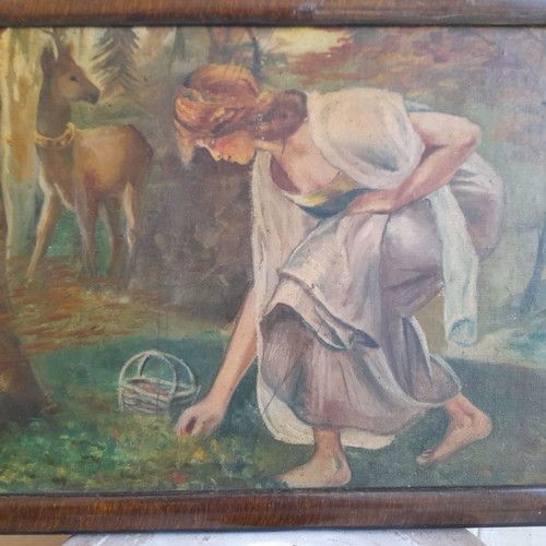 Old painting, dimensions 44×33.5 cm, antique