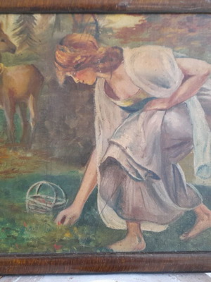 Old painting, dimensions 44×33.5 cm, antique