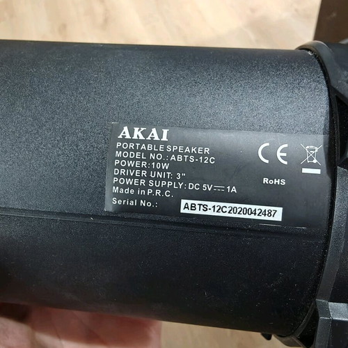 Akai ABTS-12C portable speaker used with Bluetooth, USB, SD, AUX