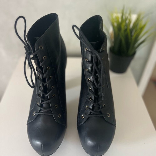 Black Lolita Style High Heel Boots like new, size 41