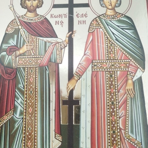 Collectible Mount Athos Icon 1991 Saint Constantine and Helen handmade
