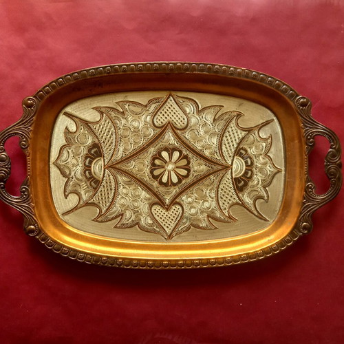 Copper tray used with hook for wall mounting