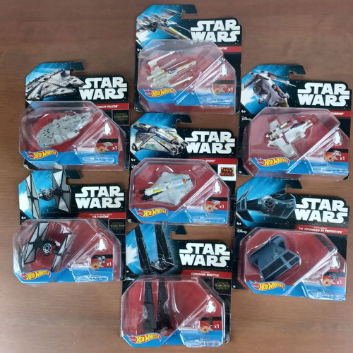 Star Wars Hot Wheels Mattel collection set of 7 used ships
