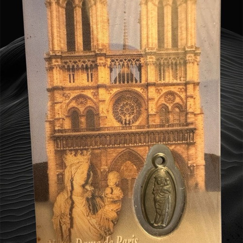 Collectible Notre Dame pendant and prayer card new