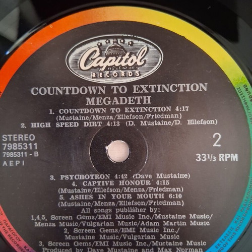 Megadeth Countdown to Extinction vinyl like new, metal