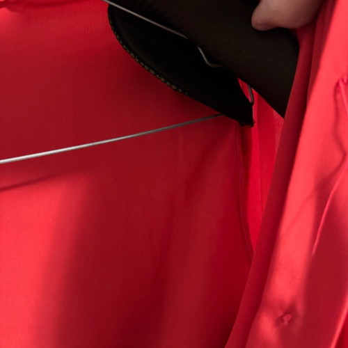 Vintage red satin shirt with shoulder pleats used