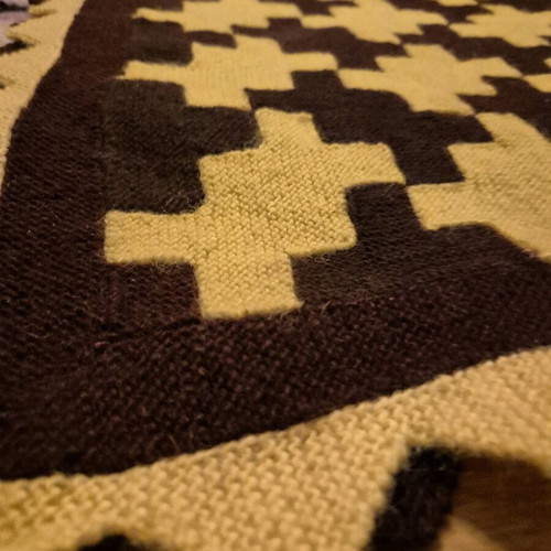 Handmade wool blanket set of 2, like new, mustard and brown