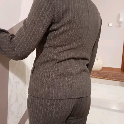 Women's suit like new, brown with beige stripes, size M