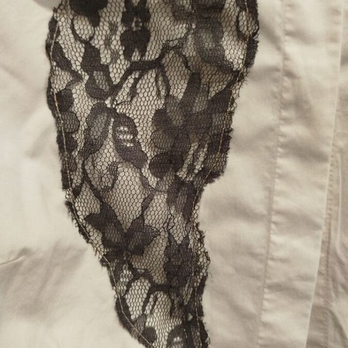 Tuzzi women's white shirt with grey lace small-medium, like new