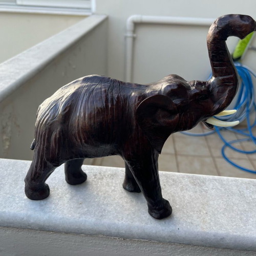 Vintage leather elephants like new, set of 2 handmade