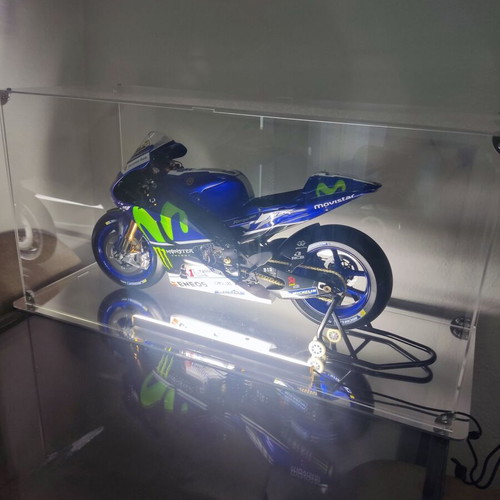 Valentino Rossi Motorcycle Model with Illuminated Display Case and Magazines