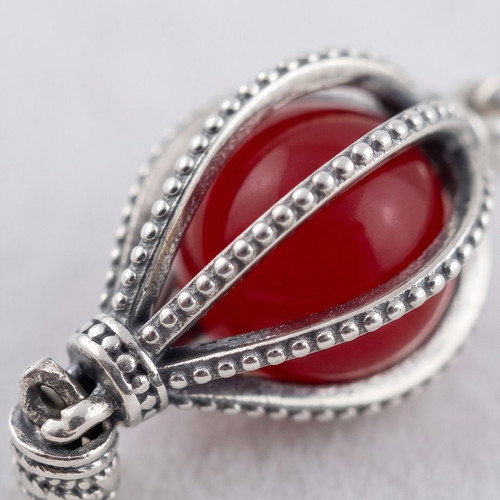 Charm Hot Air Balloon Murano Silver S925 new, red glass