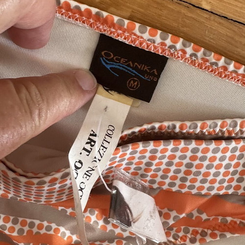 Oceanica bikini with embroidered top, size M, white and orange