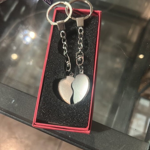 Heart keychain new, silver for couple