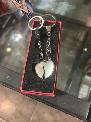Heart keychain new, silver for couple