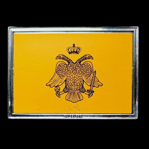 Silver bar 0.925 with colored silk screen printing of Byzantine Empire flag like new