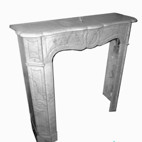 Pompadour marble fireplace mantel used, white Carrara