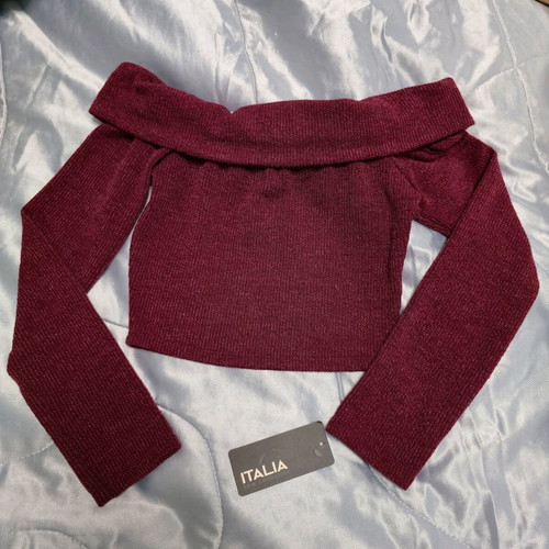 Burgundy off-shoulder blouse new with tag, size S