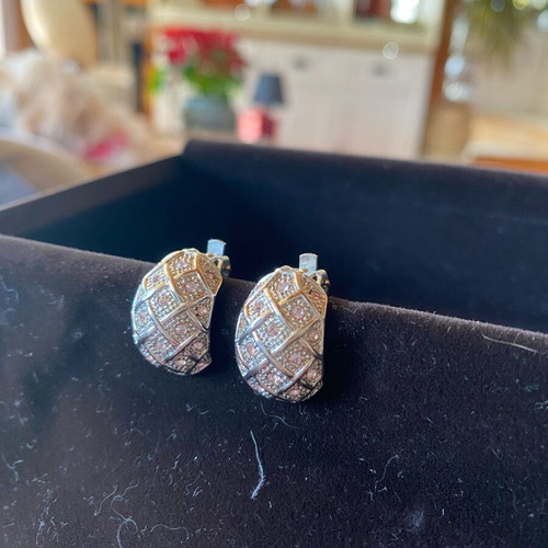 Clip earrings like new, silver with rhinestones