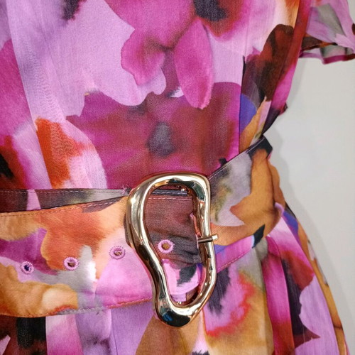 Portmans Floral Cocktail Dress, Pink and Purple, Size M