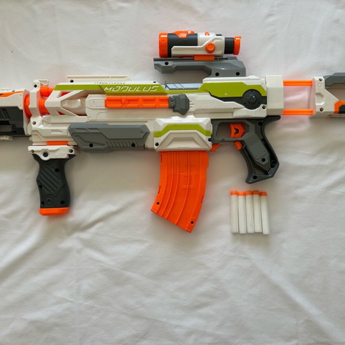 Nerf N-Strike Elite Modulus Ecs10 used blaster with 5 darts