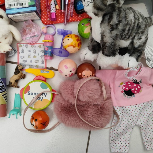 Girls' toys used, plush bags, dolls, parts and accessories set