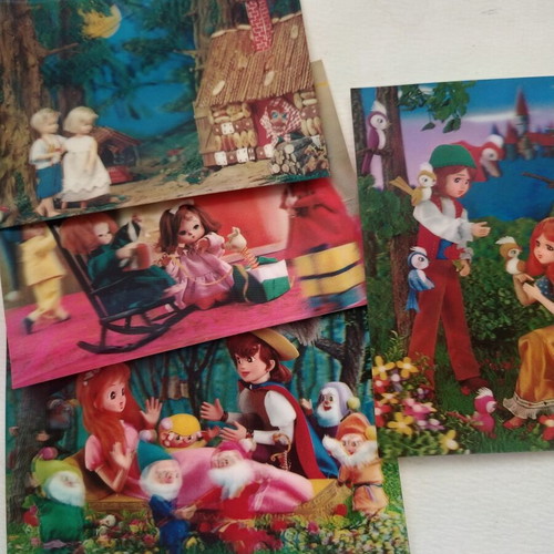 Vintage 3D postcards from 70s-80s fairy tales, new condition