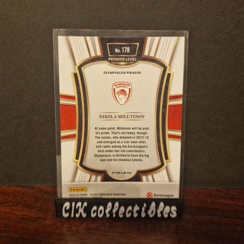 Panini Euroleague Select Olympiacos Nikola Milutinov Silver Premier Level card new