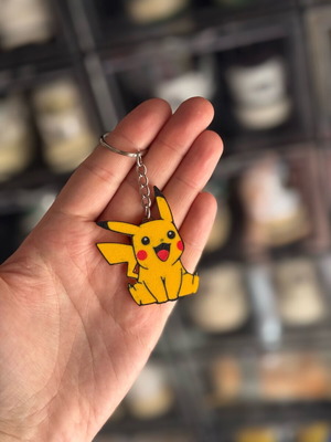 Pokémon Pikachu 3D printed keychain charm new, red and yellow