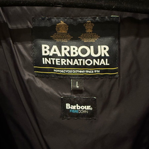 Barbour International fiber down jacket size Large like new, black