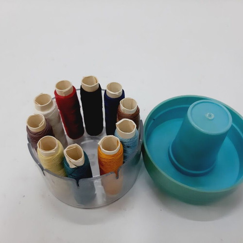 Thread set like new, 10 colors in compact box 7×6 cm