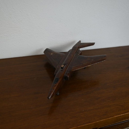 Handmade wooden fighter jet model delta wing used, vintage