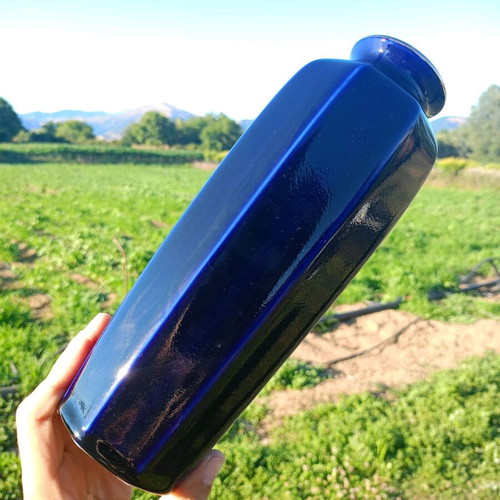 Asahi Japanese vase blue with peacock and flowers like new