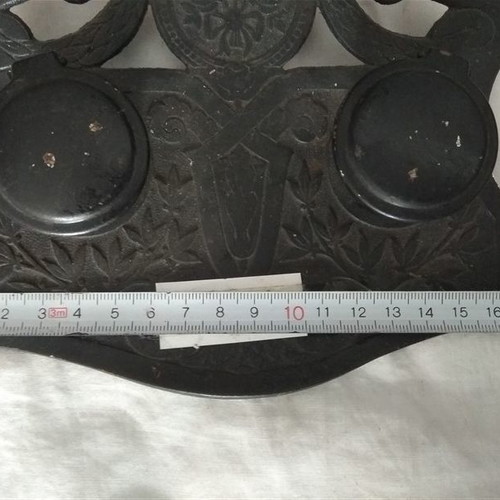 Antique inkwell used, old carved collectible piece